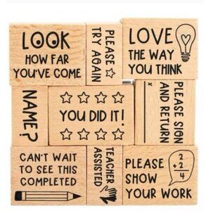 Pippi Post 9pc Teacher Stamp Set, Teacher Supplies